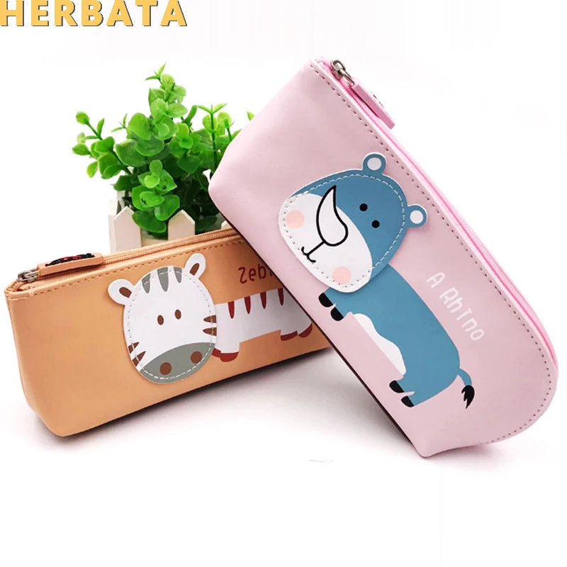 Большой Вместительный чехол-карандаш из искусственной кожи Kawaii органайзер для