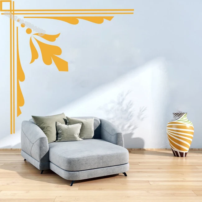 Цветочный линии границы уголовая настенная Стикеры простой узор украшение дома