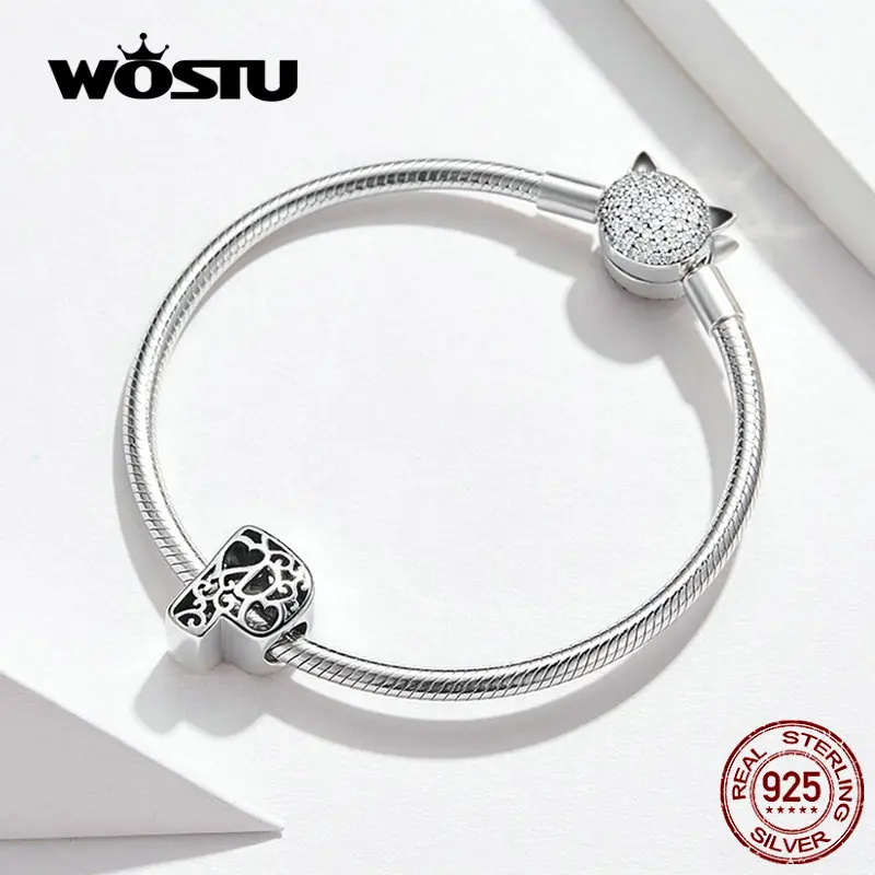 WOSTU,,, настоящее 925 пробы, Серебряные буквы, алфавит, бусины, фаски, подходят для изготовления оригинального браслета, сделай сам, имя, ювелирное изделие, подарок