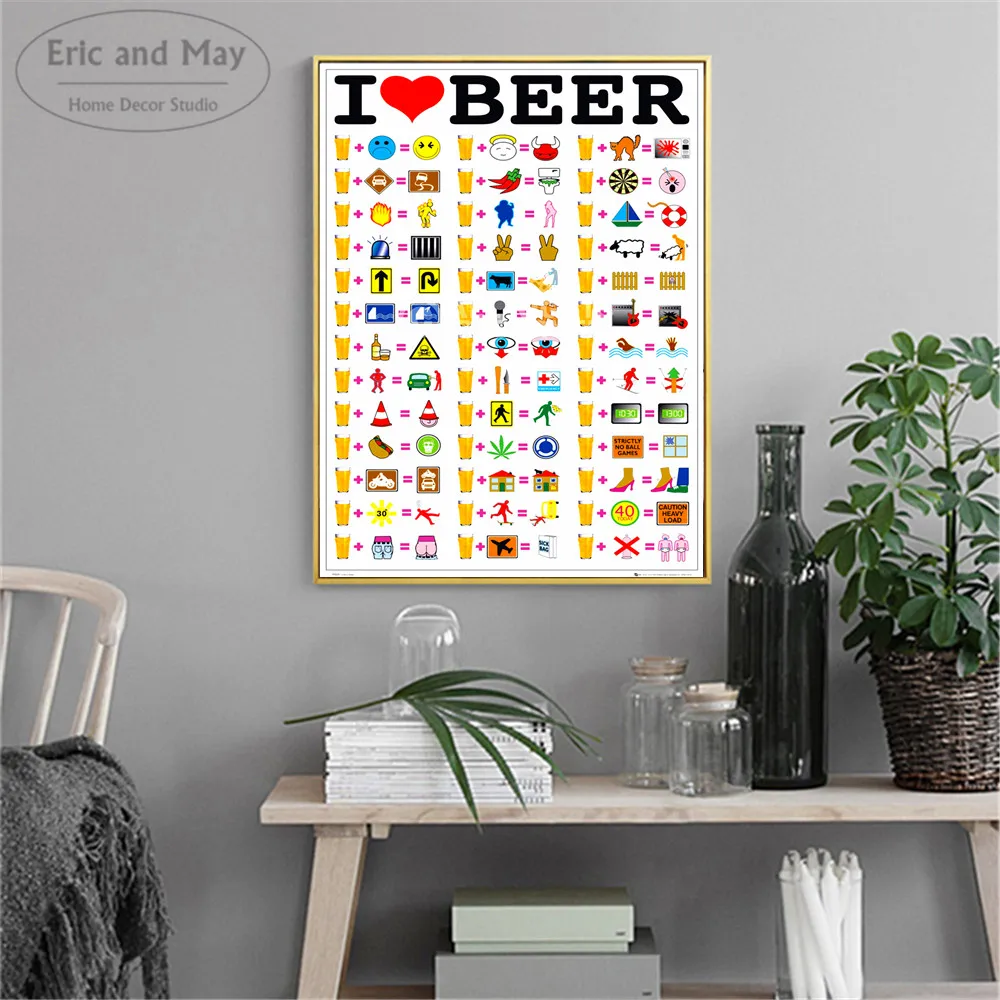 Картина с надписью I Love Beer на холсте настенный постер для украшения гостиной дома