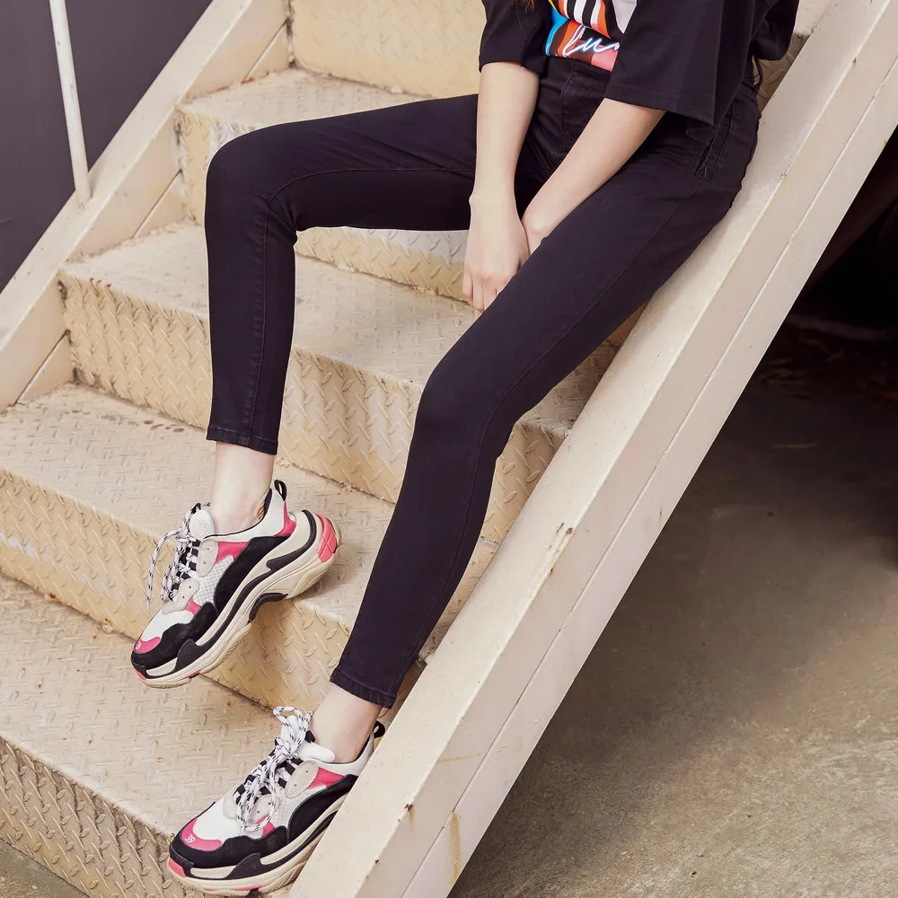 Metersbonwe узкие джинсы для женщин мягкие базовый простой дизайн однотонные