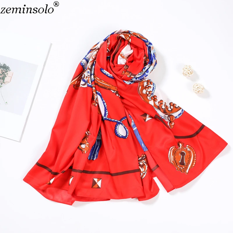 100% шелковый шарф Женские палантины с принтом бандана женские пляжные шали