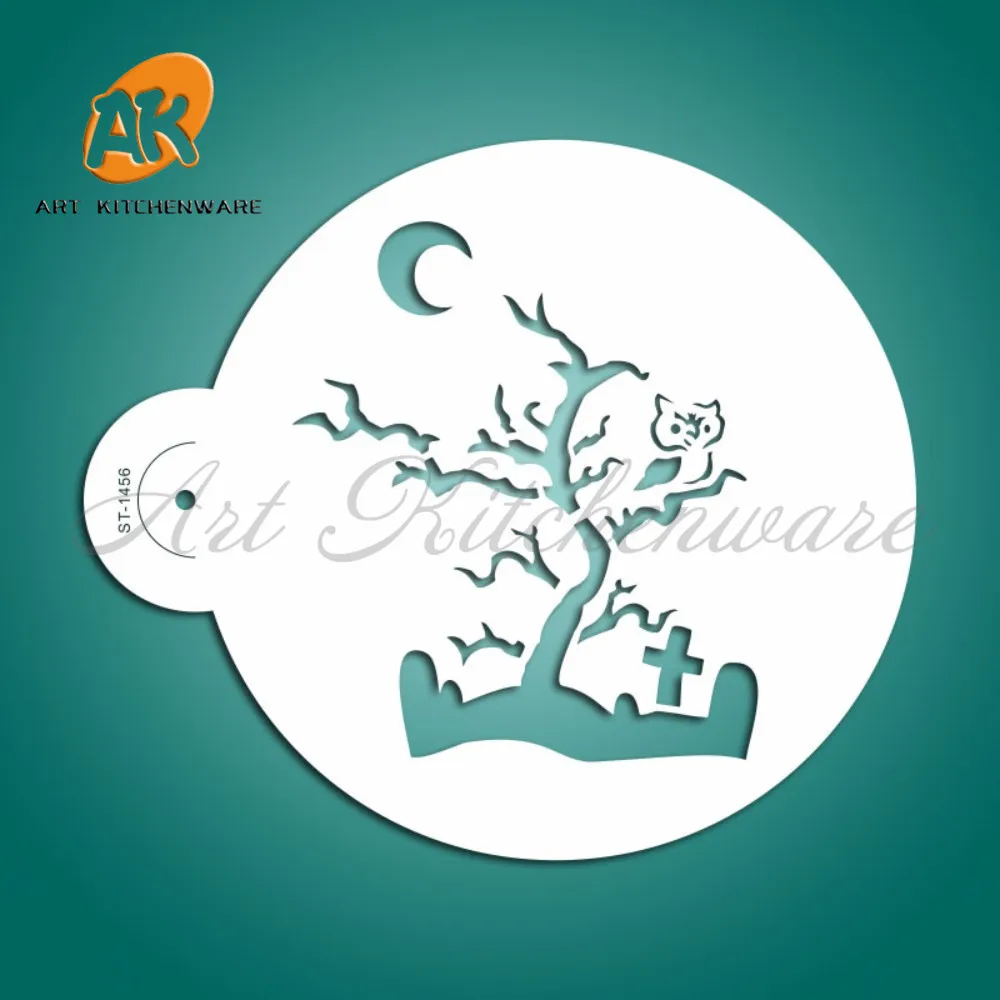 Трафареты для торта с рисунком дерева на Хэллоуин трафареты выпечки настенные