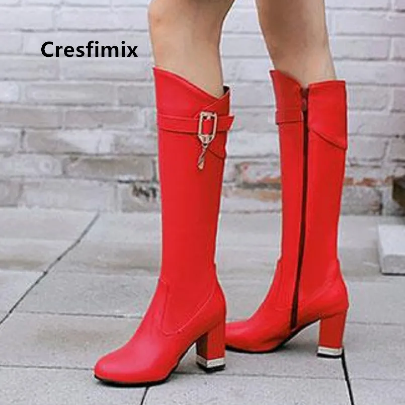 Cresfimix/женские модные удобные Коричневые Высокие сапоги Женские повседневные