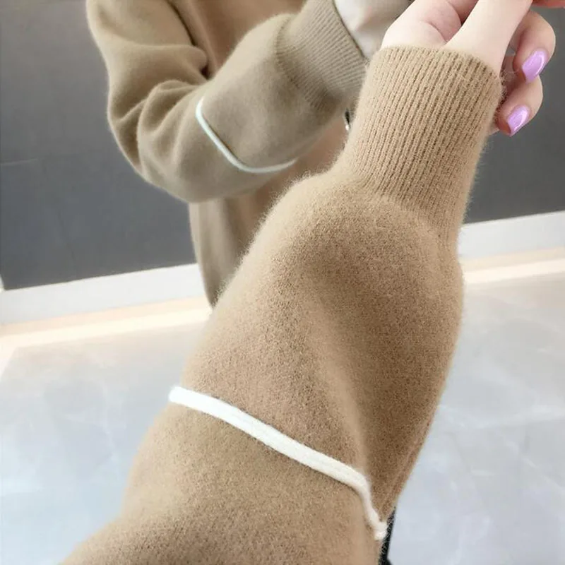 

EORUTCIZ Winter Oversize Women Sweater Coat Knitted Short Jacket Casual Cardigan Autumn Top Long Sleeve Basic Coat LM496