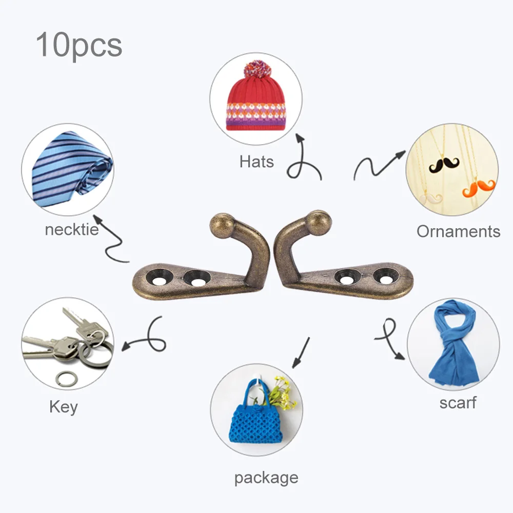 10 шт. антикварные крючки маленькая настенная вешалка Пряжка роговой замок