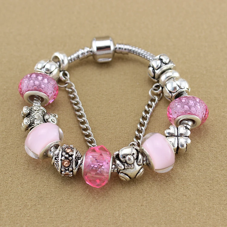 VIOVIA 2019 медведи Тедди очаровательные браслеты и модные стеклянные бусины браслет