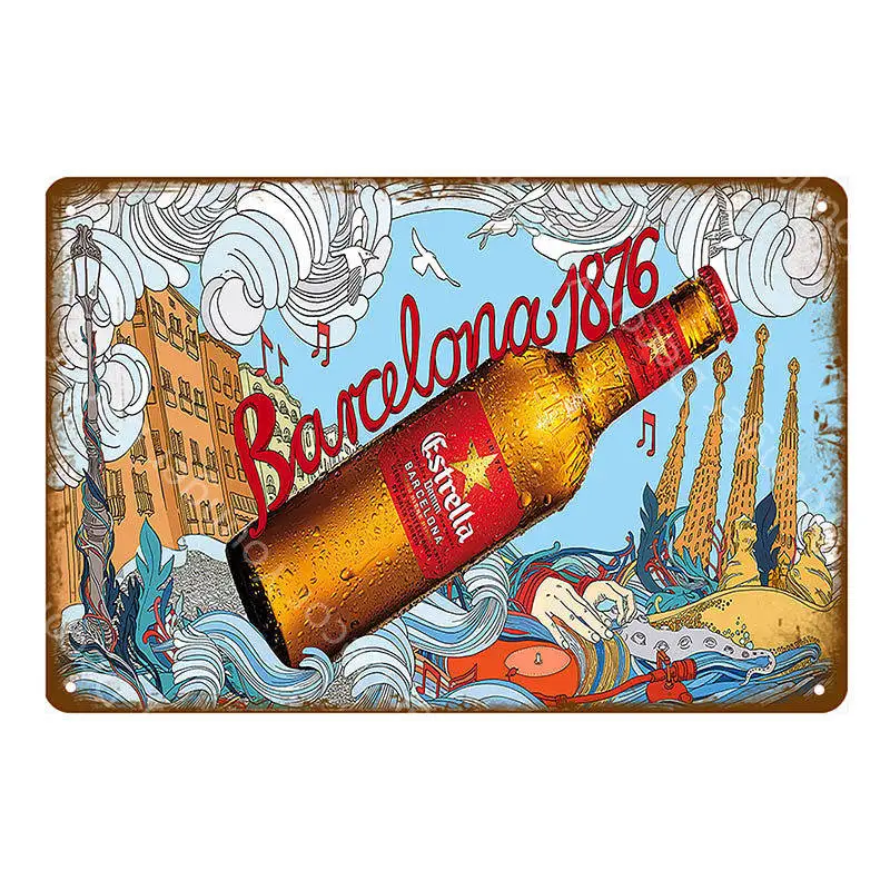 YD2478F Питьевое Пиво Вино Estrella Damm металлические знаки Паб Бар Ресторан Кухня домашний декор для стен в винтажном стиле художественная живопись плакат - Цвет: YD2478F