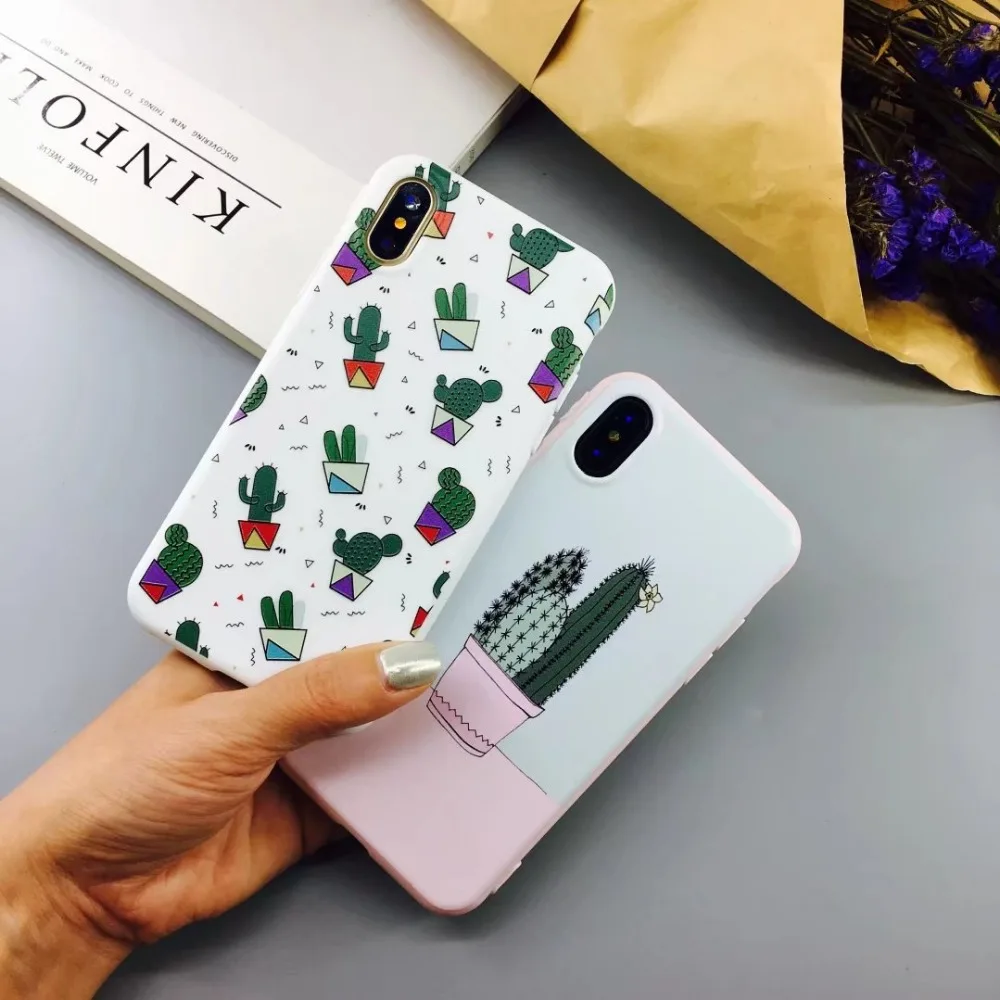 BUNA корейский Модный Полосатый чехол для телефона в форме кактуса Apple Iphone X 8 6 6s 6plus