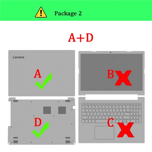 Package-2 A D Ноутбук кожи для lenovo Ideapad 330C 720S 14 ''15,6'' 330C-15 330C-14 720S-13 IKB 720S-14 720S-15 510-15 720-15 Тетрадь Стикеры - Цвет: Package-2 A D