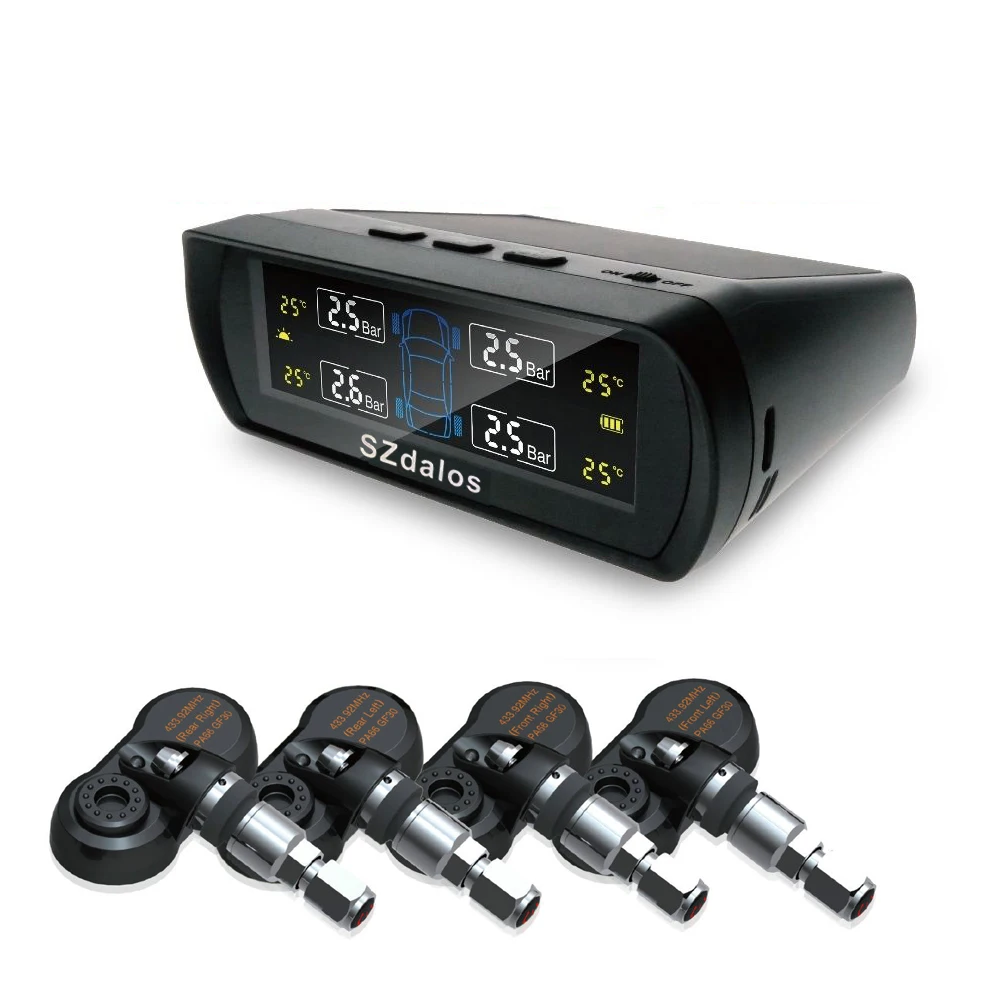 

Система контроля давления в шинах SZDALOS TP400, цветная Универсальная беспроводная система контроля давления в шинах с автоматической зарядкой от солнечной батареи и внутренними датчиками