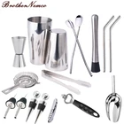 17 шт. Нержавеющаясталь шейкер для коктейлей со льдом фильтр клип ложка для перемешивания мерная чашка Барные инструменты набор для приготовления коктейлей консервный нож лопатка из нержавеющей стали