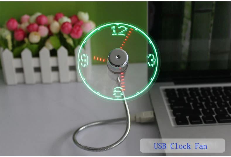 Мини Гибкий светодиодный часы вентилятор USB гаджеты для часов офисный стол