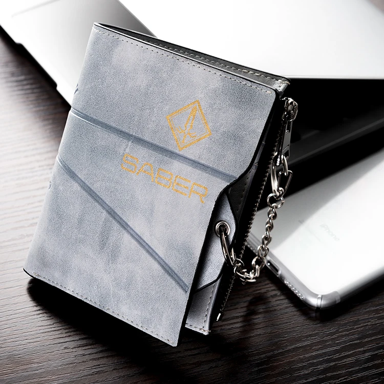 Мужской/женский короткий кошелек на молнии из искусственной кожи с принтом аниме