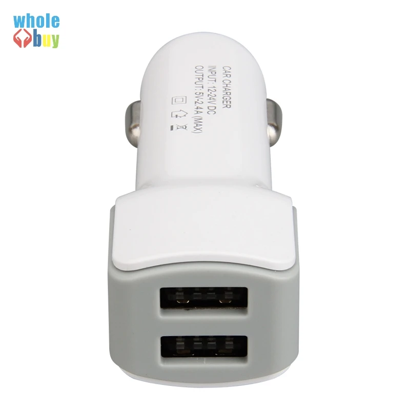 Автомобильное зарядное устройство 100 шт./лот с двумя USB портами адаптер для