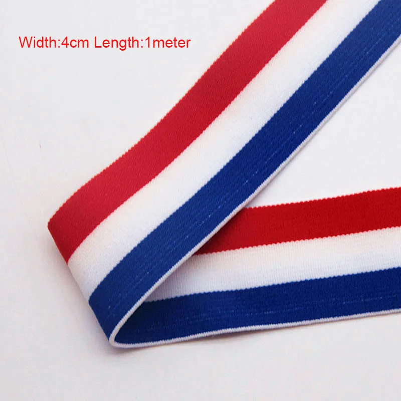 4cm red whiteblue1M Золотые, серебряные полосы резинки 40 мм эластичная лента для одежды сумки брюки эластичная резина 4 см тесьма DIY Швейные аксессуары - Цвет: 4cm red whiteblue1M