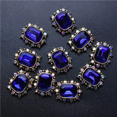 10Pcs-Square-Blue 10 шт 3D Стразы для ногтей, блестящий кристалл алмаза для ногтей, металлические украшения для ногтей, украшения DIY, амулеты - Цвет: 10Pcs-Square-Blue