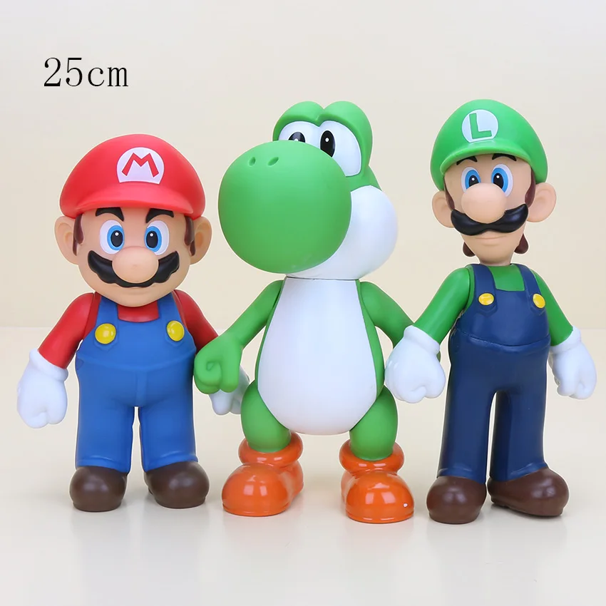 3 шт./компл. 25 см Super Mario Bros 3 вида Yohsi Mario Luigi ПВХ экшн игрушечная фигурка-модель для небольших подарков