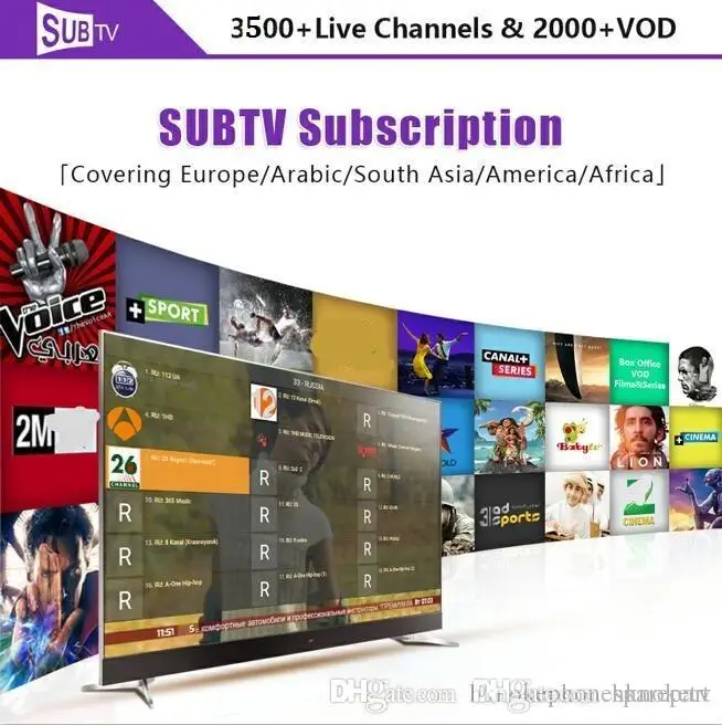 SUB tv IP tv LIVE tv+ VOD рабочий Android Enigma, Mag25X, мобильный телефон, Smart tv