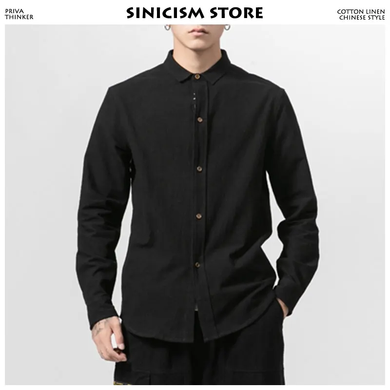 Рубашка Sinicism Store Мужская обычная белая Японская уличная одежда хлопковая с