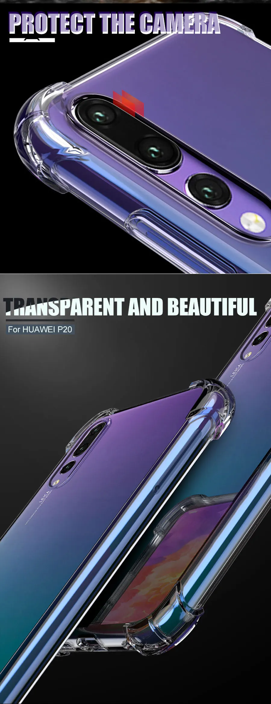 Прозрачный чехол с "воздушной подушкой" для huawei P30 P20 lite рro Y5 Y6 Y7 Y9 prime nova 5 5i 4 4e 3 3e 3i мягкая термополиуретановая накладка на заднюю панель