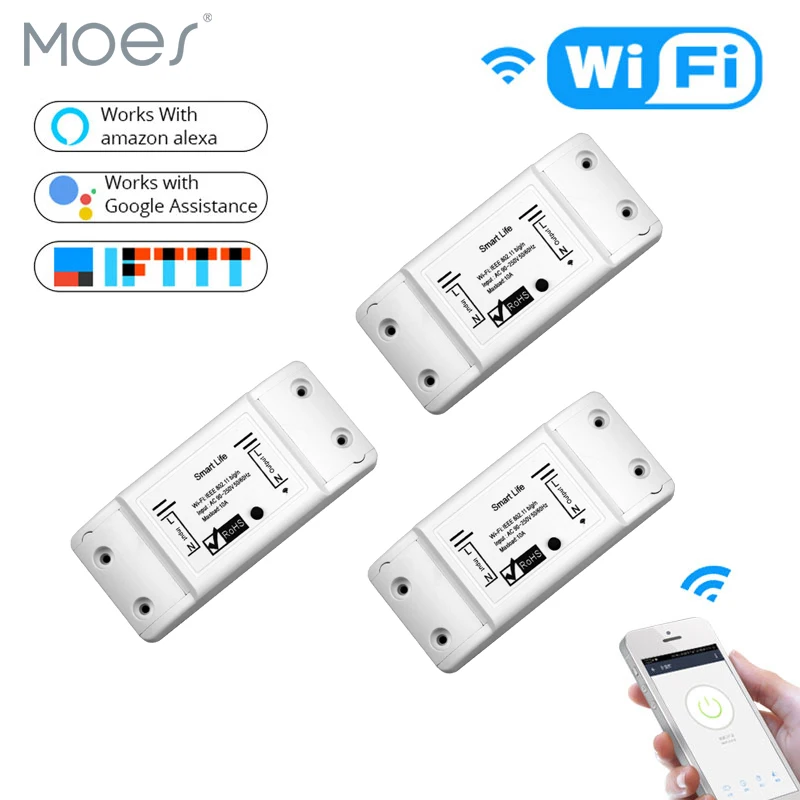 

DIY WiFi Smart Light Switch Universal Breaker Timer Wireless Remote Control Works with Alexa Google Home Smart Home 3 Pieces