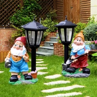 outdoor garden decoration resin cartoon dwarfs sculpture crafts solar light ornaments lawn landscape courtyard figurines decor