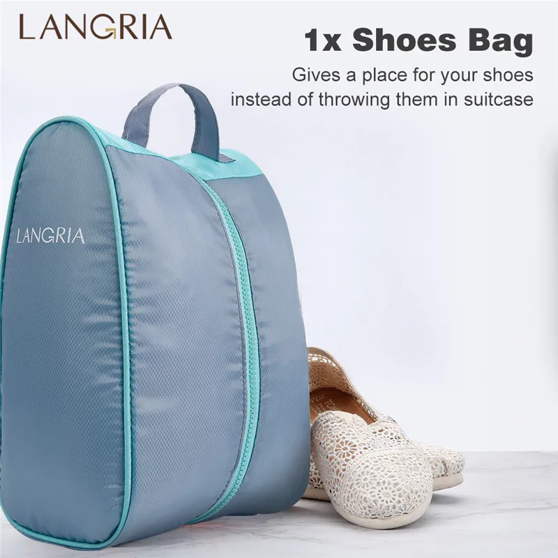 LANGRIA 7 шт./компл. складной Водонепроницаемый упаковочная коробка для путешествий Чемодан чемодан сумок-органайзеров Костюмы Бизнес поездок рюкзаком