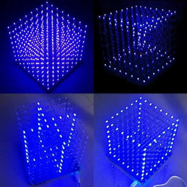 Бесплатная доставка по заводской цене! 8x8x8 LED Cube светильник Square Blue Electronic DIY Kit