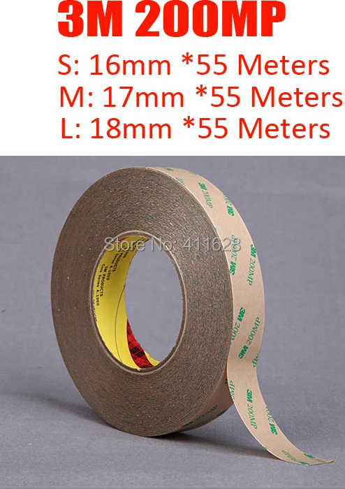 

1x 16mm (or 17mm/18mm)*50M LED Strip Assemble High Temperature Resist 3M 200MP Double Adhesive Tape, Waterproof