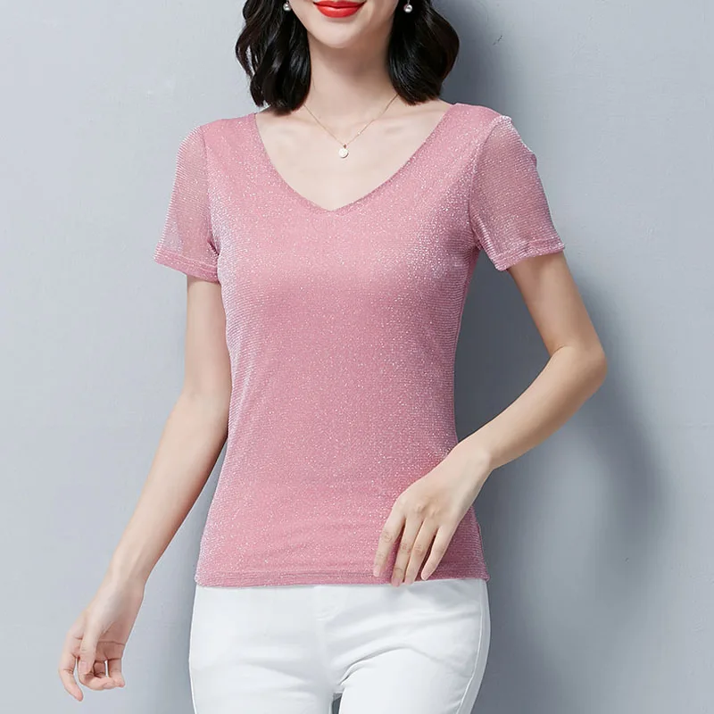 Новинка 2019 Женская Однотонная рубашка с коротким рукавом простые женские топы