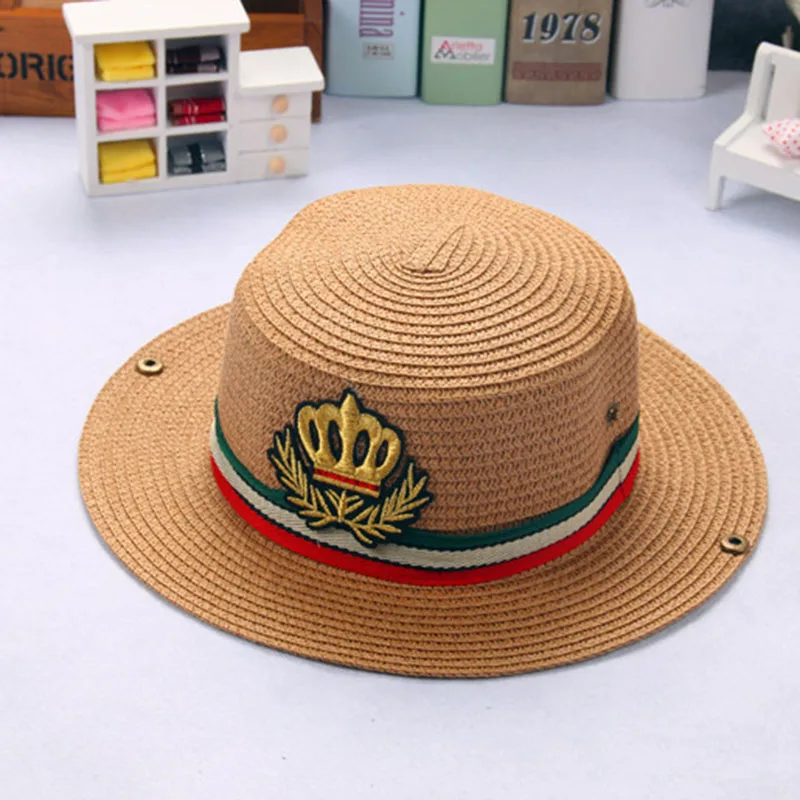 Детская соломенная шляпа с плоской крышей в британском стиле | одежда и обувь