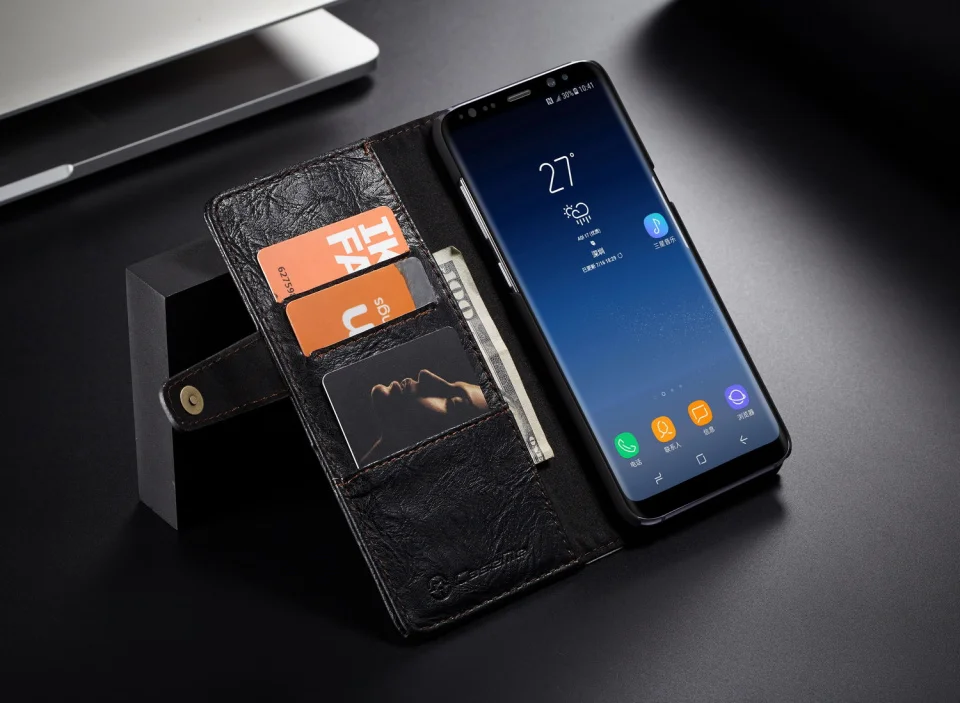 Чехол CaseMe Винтаж кожаный бумажник чехол для Samsung Galaxy S8/плюс Чехол внутренний и пригласительная открытка держатели Слоты Кнопка флип-кейсы