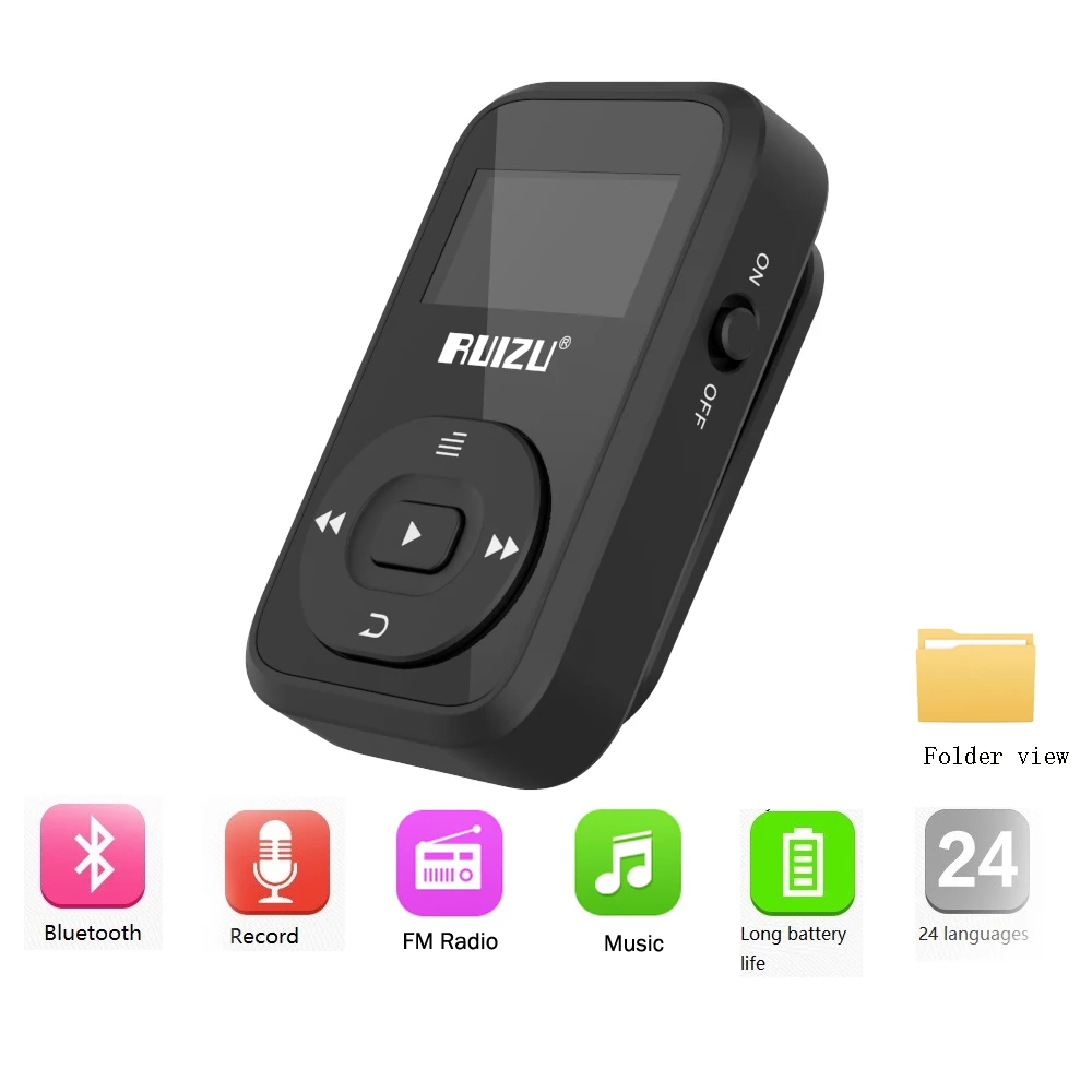 Спортивный Bluetooth MP3 музыкальный плеер RUIZU X26 fm радиоприемник поддержка SD карты 8 ГБ