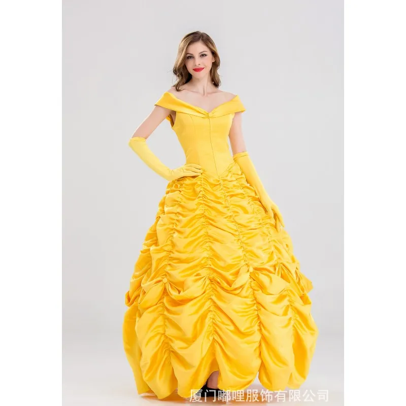 JESDEVICO Хэллоуин взрослая Красавица и Чудовище колокольчик костюм принцессы Белль