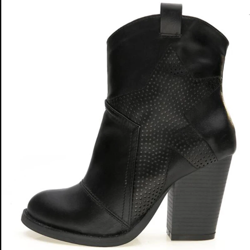 Женские кожаные ботильоны на толстом каблуке в стиле ретро винтажные дамские