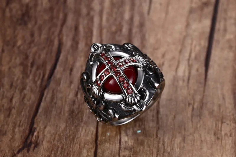 Мужские Винтажные кольца с фианитами из нержавеющей стали 7 12 размеров|cross ring|the