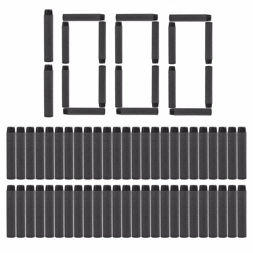1000pcs 1000 шт черные мягкие пули, мягкие дротики для игрушечного пистолета Nerf, мягкие пули, бластер, мягкая пустотелая головка, пенные пули 7,2*1,3 см - Цвет: 1000pcs
