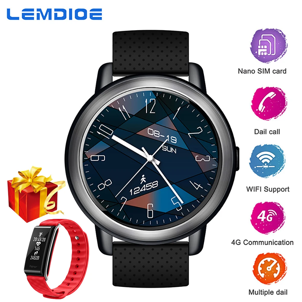 LEMDIOE 4 г Смарт часы 2 + 16 Android 7 1 полный сенсорный экран MTK6739 поддержка SIM карты Wi Fi gps
