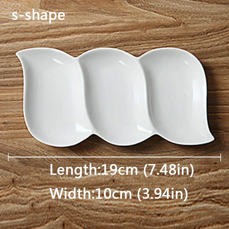 1pc-S-shape 2 стильные керамические тарелки для приправ, кухонная посуда, многофункциональная форма s-образного сердца, соусница, столовая посуда, тарелки - Цвет: 1pc-S-shape