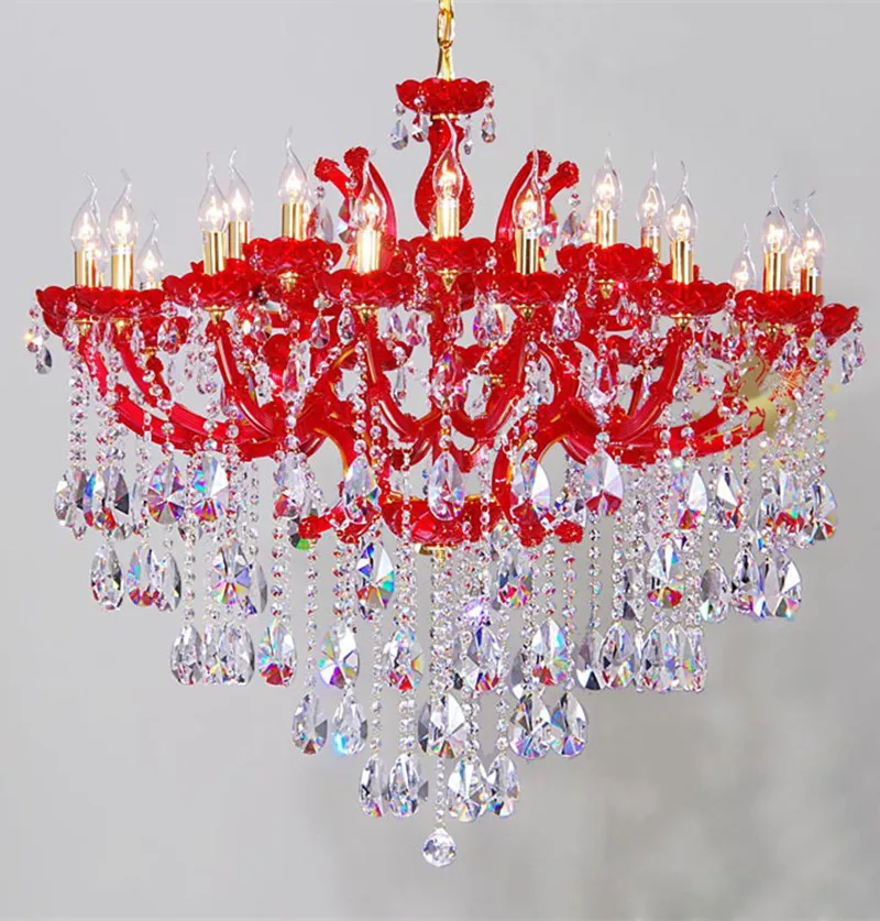 24 arm Royal luxury Rose Red люстра кристалл освещение вилла лобби отеля большой кулон Новый
