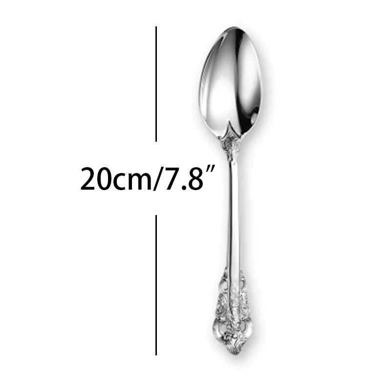 dinner spoon 1 шт. роскошные серебряные столовые приборы свадебные столовые приборы из нержавеющей стали столовый набор нож для стейка вилка чайная ложка Кафе Ресторан посуда - Цвет: dinner spoon