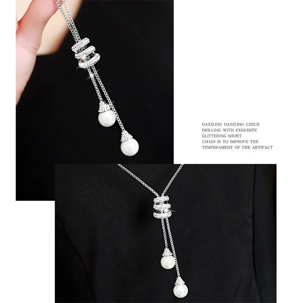 Женское Ожерелье с кулоном из искусственного жемчуга стразы подвеска на