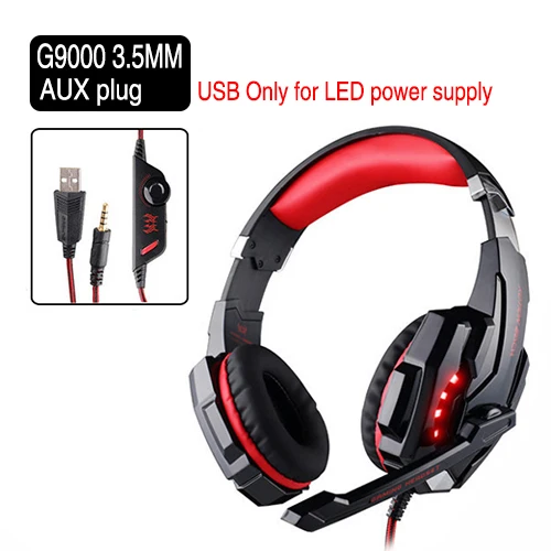 G9000 3.5 RED KOTION EACH G9000 Игровые наушники Компьютерная гарнитура наушники с микрофоном 3,5 мм или USB 7,1 версия объемного звука светодиодный светильник - Цвет: G9000 3.5 RED