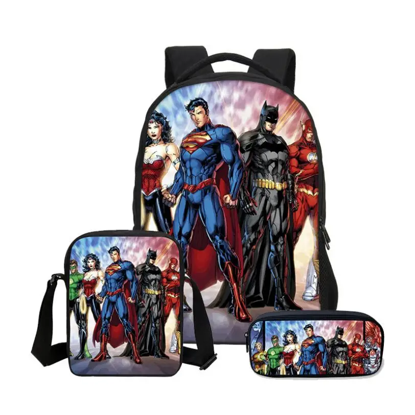 3 шт. Бэтмен человек летучая мышь герой мальчики девочки школьная сумка рюкзак