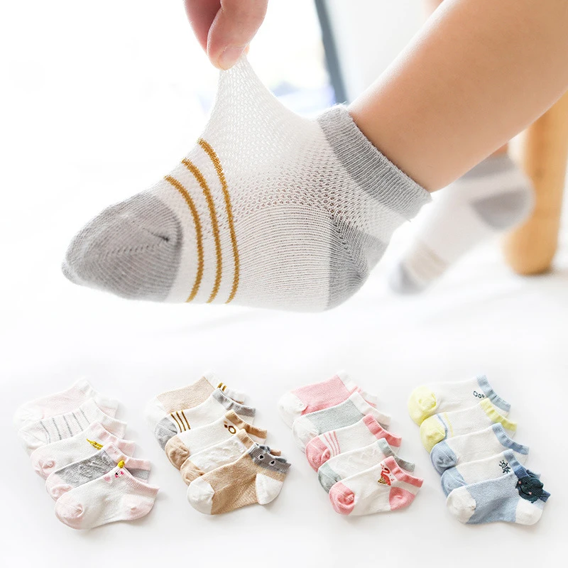 Baby Socks Newborn 5Pairs/lot Baby Socks Summer Mesh Thin Baby Socks for Girls Cotton Newborn Boy Toddler Socks for 0~3 Year