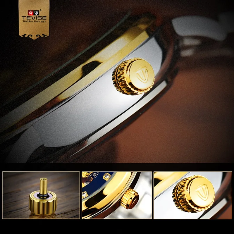 Мужские часы TEVISE с китайским драконом автоматические светящиеся