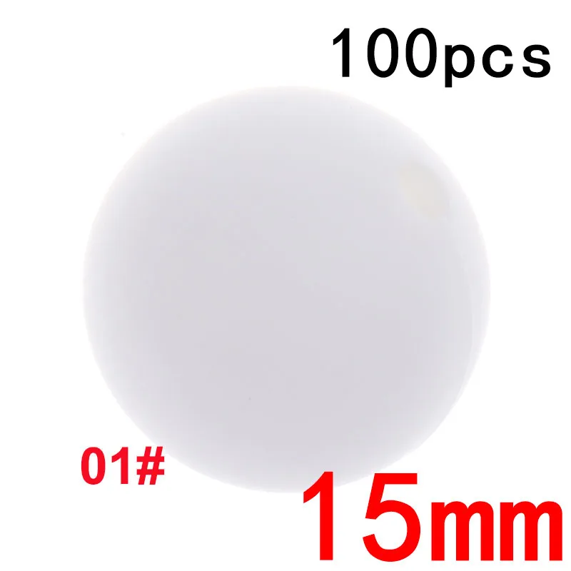 01white Fkisbox 100PC силиконовый Прорезыватель Beads15MM шарики Силиконовые Прорезыватели для зубов бусины Diy прорезиненное Силиконовое ожерелье для прорезывания зубов бусина Bpa бесплатно для кормления ребенка - Цвет: 01white