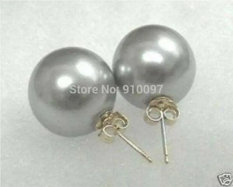 Бесплатная доставка ddbeautiful! 10 мм южная серый морские раковины жемчужные серьги SD |