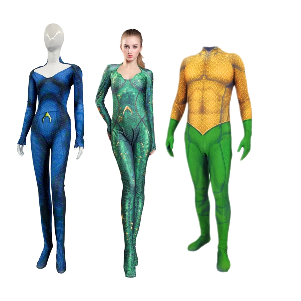 Для женщин дети фильм Aquaman Mera queen Atlanna костюм зентай для косплея боди костюм комбинезоны для мужчин